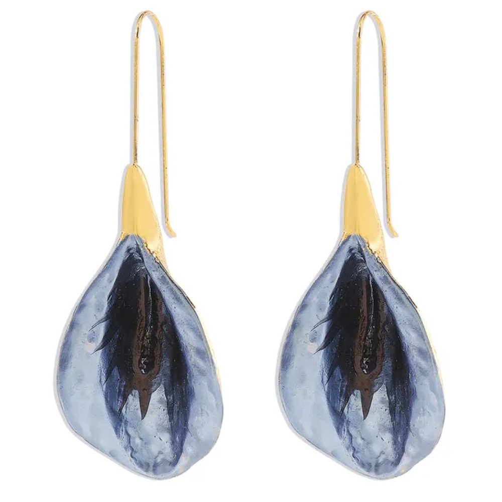 Sweet Artistic Irregular Alloy Iron Enamel Women'S Drop Earrings Blue and Gray - Picture 2 of 3
